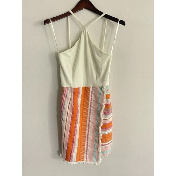 Hutch Dress 4 Kalyn Halter Fringe Skirt Ivory Embroidered Stretch Anthropologie - Picture 3 of 10